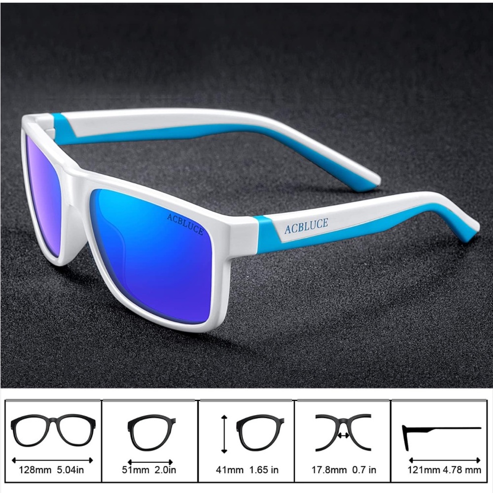 White & Blue Polarized Flexible Kids Sunglasses